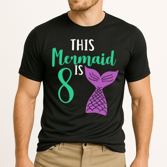 This Mermaid Is 8 Years Old Birthday Cooling Performance Crew T-Shirt