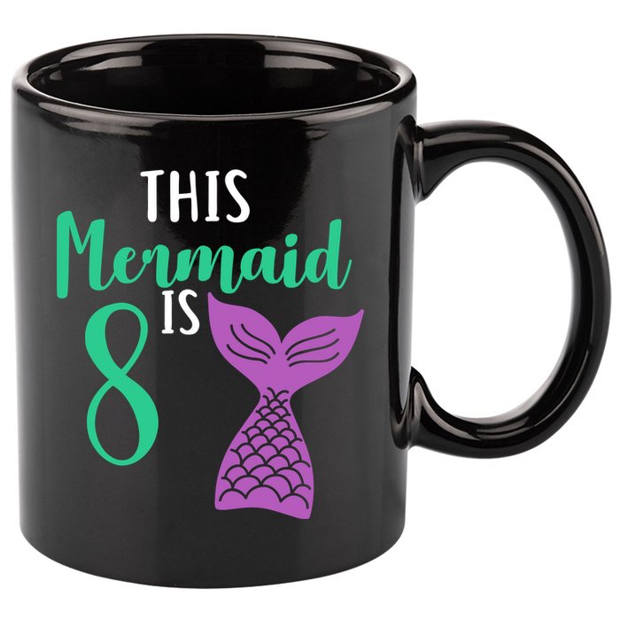 This Mermaid Is 8 Years Old Birthday 11oz C Handle Ceramic Mug