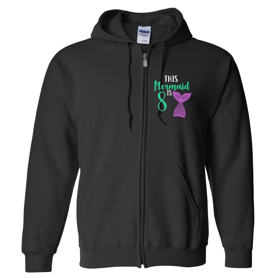 This Mermaid Is 8 Years Old Birthday Full Zip Hoodie