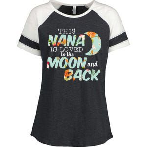 This Nana Is Loved To The Moon And Back Enza Ladies Jersey Colorblock Tee