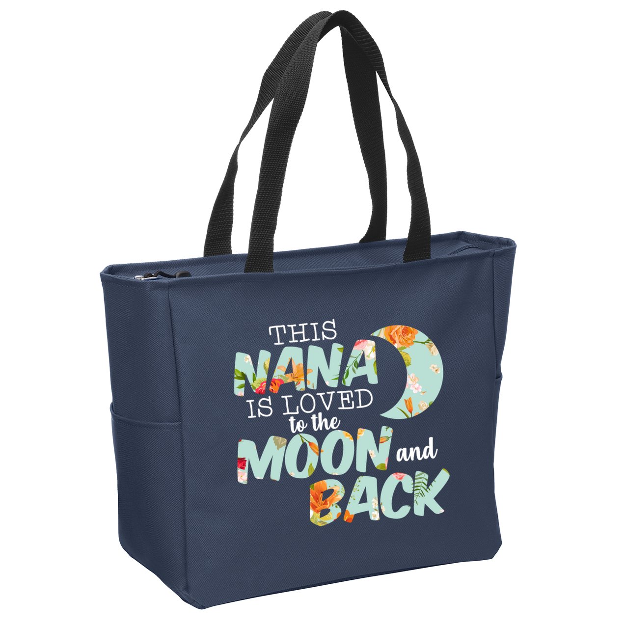 This Nana Is Loved To The Moon And Back Zip Tote Bag