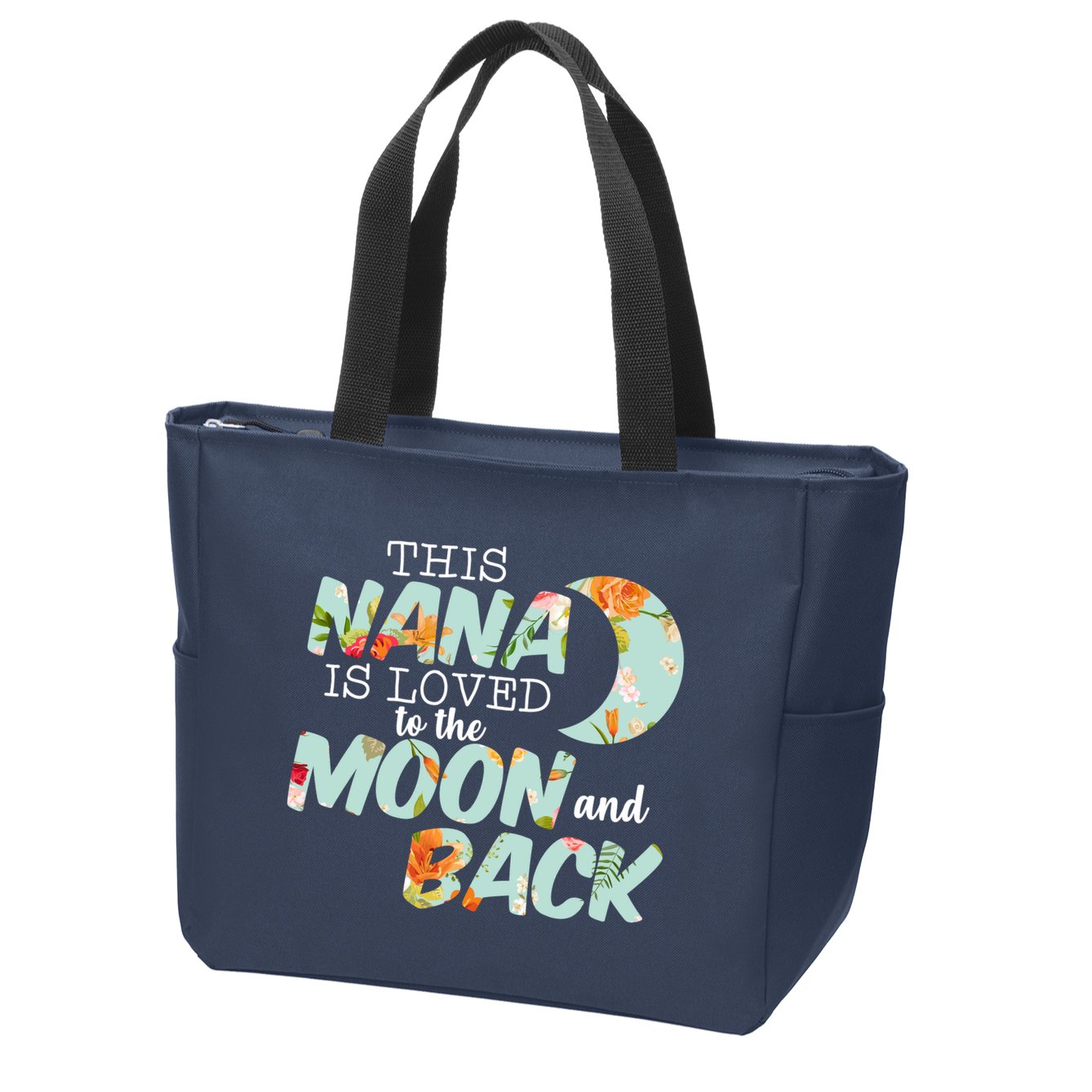 This Nana Is Loved To The Moon And Back Zip Tote Bag