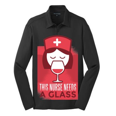 This Nurse Needs A Glass Silk Touch Performance Long Sleeve Polo