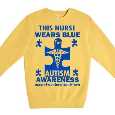 This Nurse Wears Blue For Autism Awareness Premium Crewneck Sweatshirt