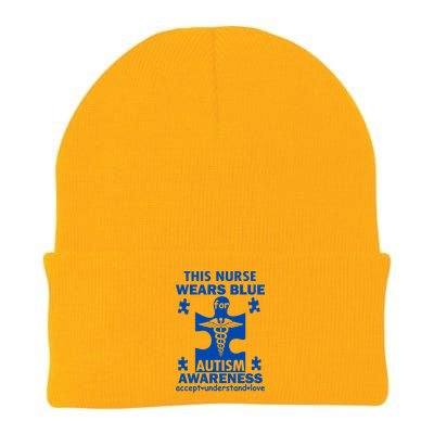 This Nurse Wears Blue For Autism Awareness Knit Cap Winter Beanie