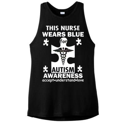 This Nurse Wears Blue For Autism Awareness Ladies PosiCharge Tri-Blend Wicking Tank