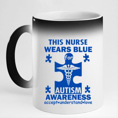 This Nurse Wears Blue For Autism Awareness 11oz Black Color Changing Mug