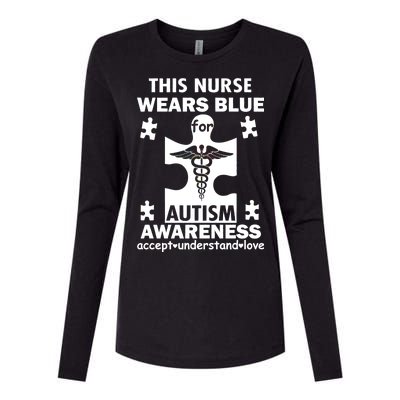 This Nurse Wears Blue For Autism Awareness Womens Cotton Relaxed Long Sleeve T-Shirt