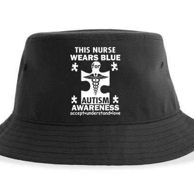 This Nurse Wears Blue For Autism Awareness Sustainable Bucket Hat