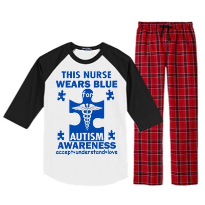 This Nurse Wears Blue For Autism Awareness Raglan Sleeve Pajama Set