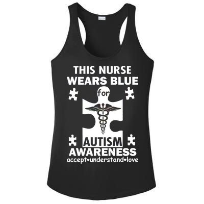 This Nurse Wears Blue For Autism Awareness Ladies PosiCharge Competitor Racerback Tank