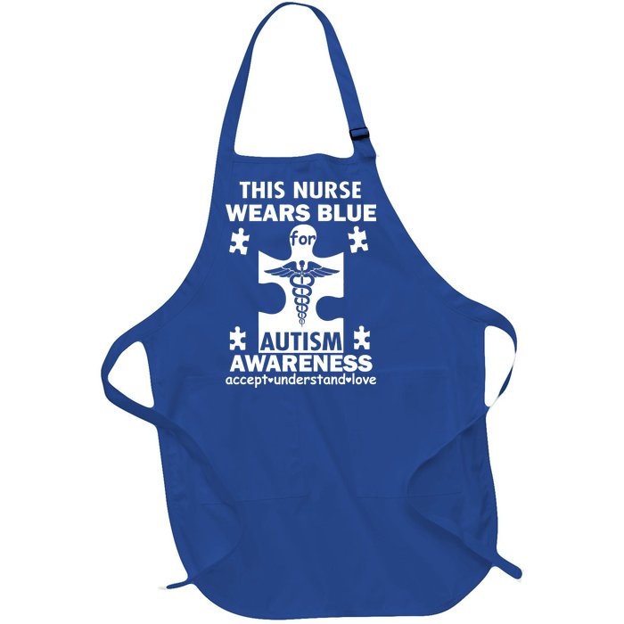 This Nurse Wears Blue For Autism Awareness Full-Length Apron With Pockets