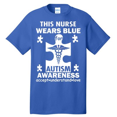 This Nurse Wears Blue For Autism Awareness Tall T-Shirt