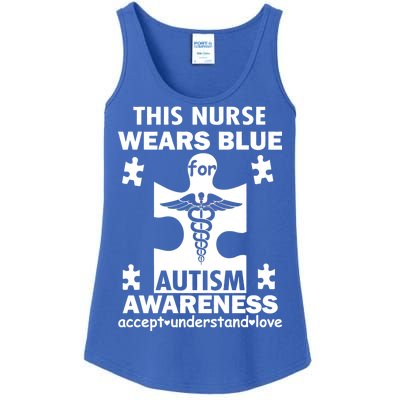 This Nurse Wears Blue For Autism Awareness Ladies Essential Tank