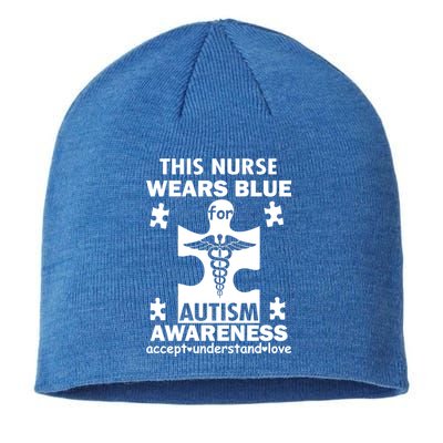 This Nurse Wears Blue For Autism Awareness Sustainable Beanie