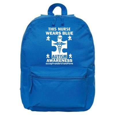 This Nurse Wears Blue For Autism Awareness 16 in Basic Backpack