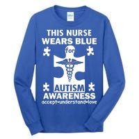 This Nurse Wears Blue For Autism Awareness Tall Long Sleeve T-Shirt