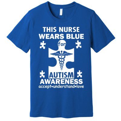 This Nurse Wears Blue For Autism Awareness Premium T-Shirt