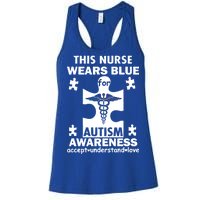 This Nurse Wears Blue For Autism Awareness Women's Racerback Tank