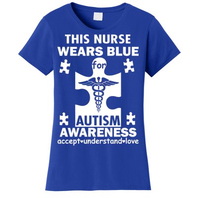 This Nurse Wears Blue For Autism Awareness Women's T-Shirt