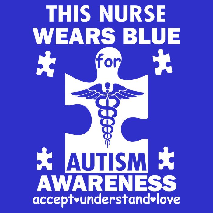 This Nurse Wears Blue For Autism Awareness Womens T-Shirt