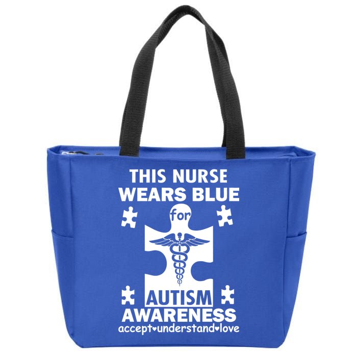 This Nurse Wears Blue For Autism Awareness Zip Tote Bag