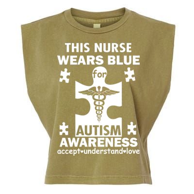 This Nurse Wears Blue For Autism Awareness Garment-Dyed Women's Muscle Tee