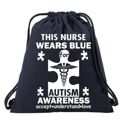 This Nurse Wears Blue For Autism Awareness Drawstring Bag