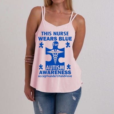 This Nurse Wears Blue For Autism Awareness Women's Strappy Tank