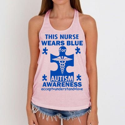 This Nurse Wears Blue For Autism Awareness Women's Knotted Racerback Tank