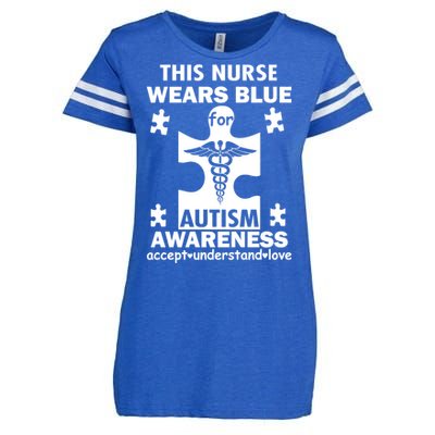 This Nurse Wears Blue For Autism Awareness Enza Ladies Jersey Football T-Shirt