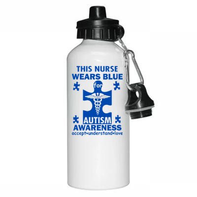 This Nurse Wears Blue For Autism Awareness Aluminum Water Bottle