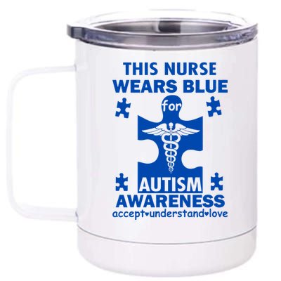 This Nurse Wears Blue For Autism Awareness 12 oz Stainless Steel Tumbler Cup