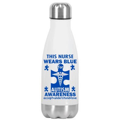 This Nurse Wears Blue For Autism Awareness Stainless Steel Insulated Water Bottle