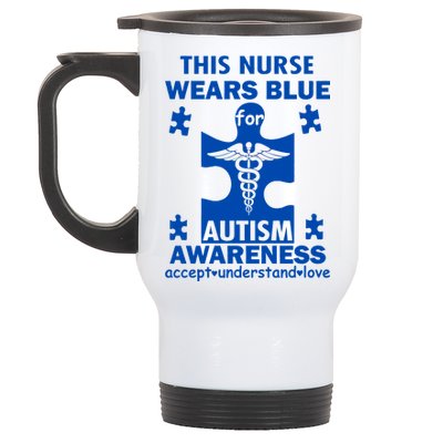 This Nurse Wears Blue For Autism Awareness Stainless Steel Travel Mug