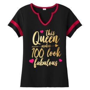 This Queen Makes 100 Look Fabulous  Ladies Halftime Notch Neck Tee