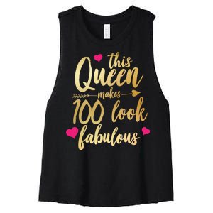 This Queen Makes 100 Look Fabulous  Women's Racerback Cropped Tank