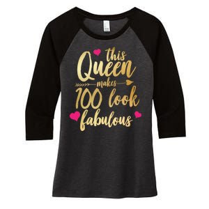 This Queen Makes 100 Look Fabulous  Women's Tri-Blend 3/4-Sleeve Raglan Shirt