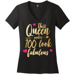 This Queen Makes 100 Look Fabulous  Women's V-Neck T-Shirt