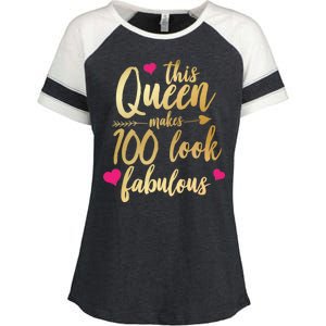 This Queen Makes 100 Look Fabulous  Enza Ladies Jersey Colorblock Tee