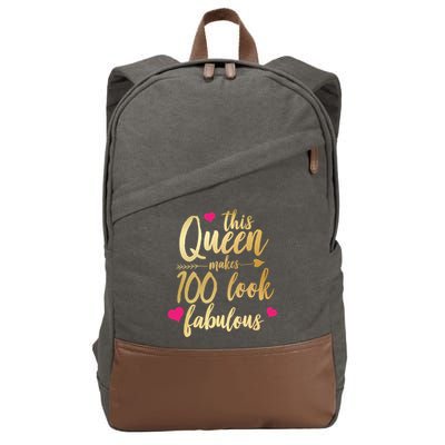 This Queen Makes 100 Look Fabulous  Cotton Canvas Backpack