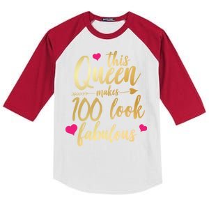 This Queen Makes 100 Look Fabulous  Kids Colorblock Raglan Jersey