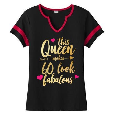 This Queen Makes 60 Look Fabulous  Ladies Halftime Notch Neck Tee