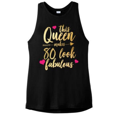 This Queen Makes 80 Look Fabulous Ladies PosiCharge Tri-Blend Wicking Tank