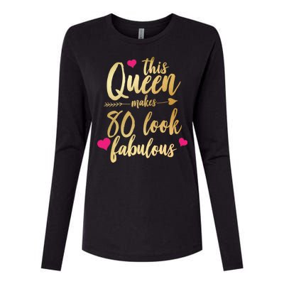 This Queen Makes 80 Look Fabulous Womens Cotton Relaxed Long Sleeve T-Shirt