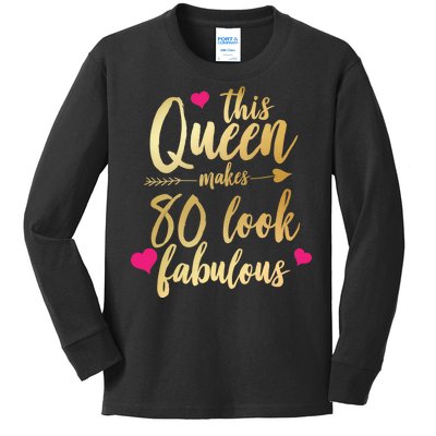 This Queen Makes 80 Look Fabulous Kids Long Sleeve Shirt