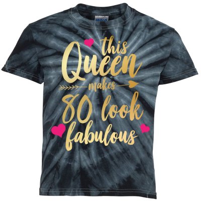 This Queen Makes 80 Look Fabulous Kids Tie-Dye T-Shirt