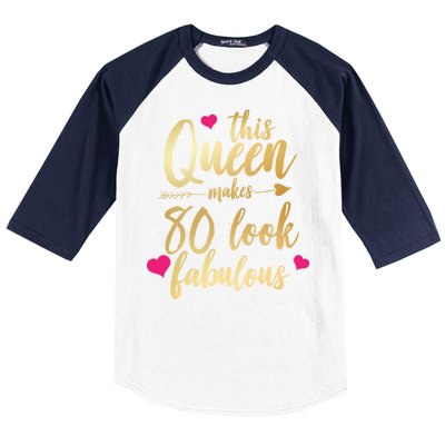 This Queen Makes 80 Look Fabulous Baseball Sleeve Shirt