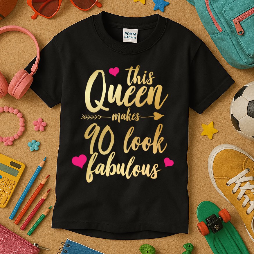 This Queen Makes 90 Look Fabulous  Kids T-Shirt