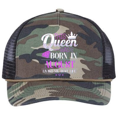 This Queen Was Born In August Living My Best Life Retro Rope Trucker Hat Cap